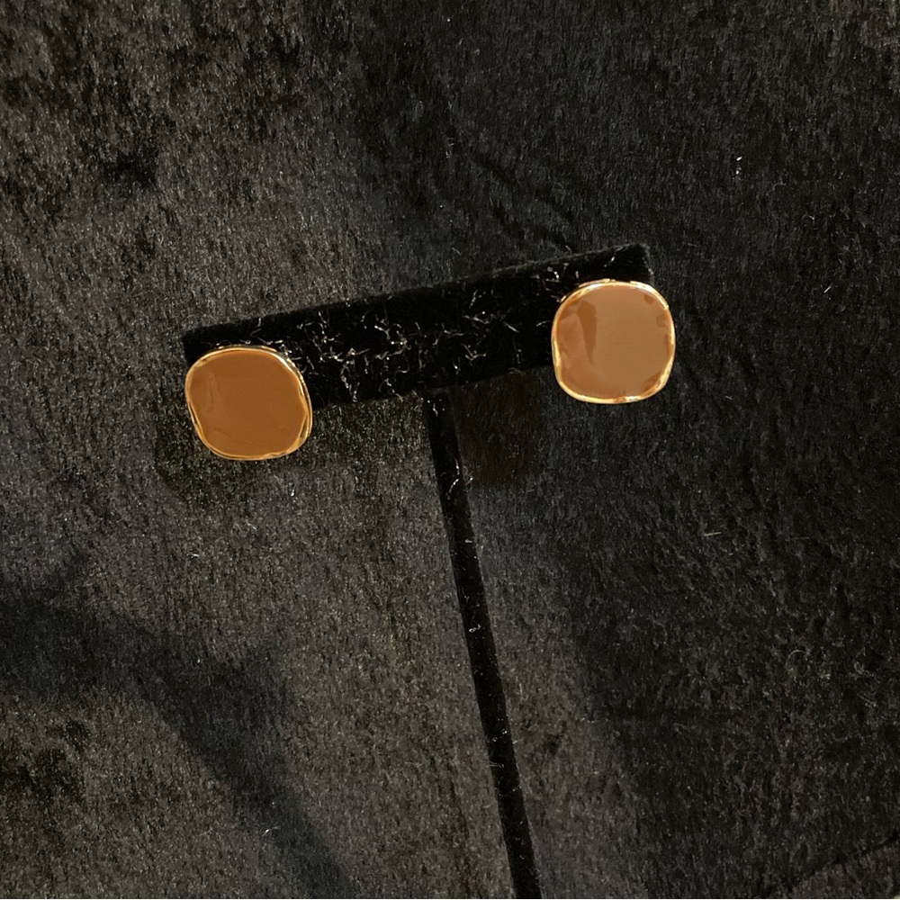 Minimalist beautiful light brown stud earring wrapped in gold